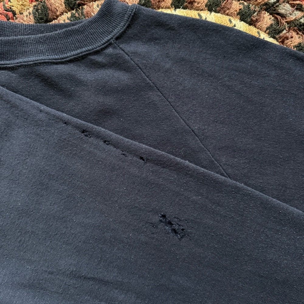 ๐ SOLD ๐ Vintage 80s Navy Blue Blank Raglan Crewneck Sweatshirt Sportswear ~ M - Picture 6 of 6